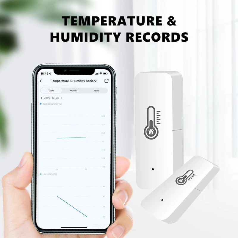 Tuya-Sensor de temperatura y humedad Wifi, monitoreo por aplicación, Alexa, Google Home, voz