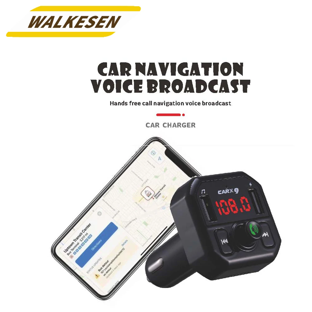 جهاز إرسال FM للسيارة بالبلوتوث ، مشغل شاحن سيارة USB ، محول هاتف لاسلكي غير يدوي للآيفون ، وسامسونج ، وشاومي ، وهاواوي ، ومشغل MP3 #1