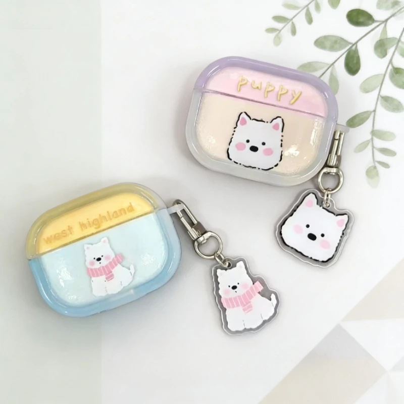 

Color Blocking Puppy Earphone Protective Case for MC1 Pro Cartoon Wireless Bluetooth MC 1 Cute Anti Drop Earphone Soft Shell