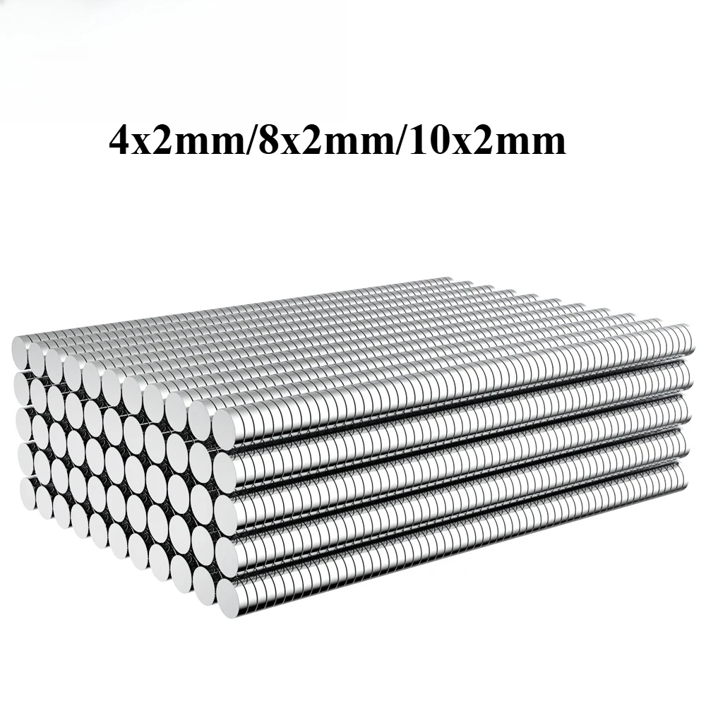 Ímãs Permanentes Redondos 4x2/8x2/10x2, Peças Magnéticas Circulares Multiuso para Decoração de Geladeira, Pesquisa Laboratorial