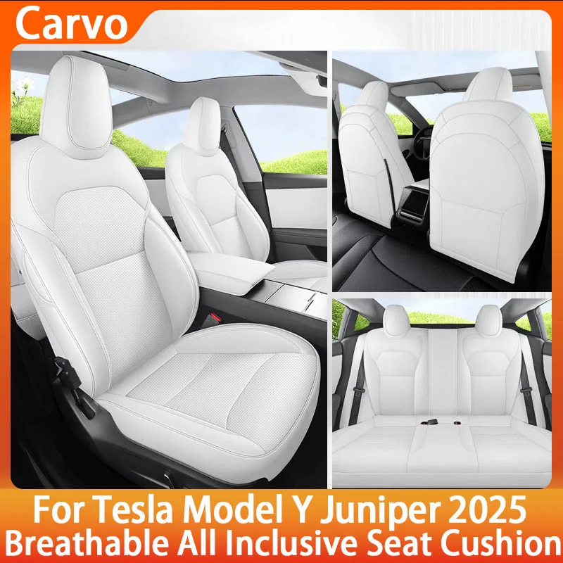 for Tesla Model Y Juniper 2025 Seat Covers Full Set Premium Nappa Leather Soft Breathable Seat Protector Cushion Accessories