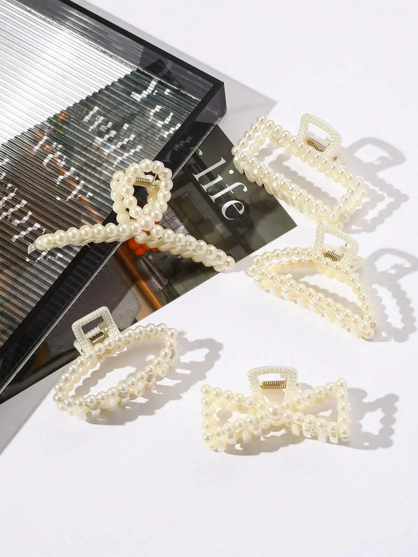 

Набор из 5 женских заколок для волос с искусственным жемчугом: элегантные повседневные аксессуары для волос