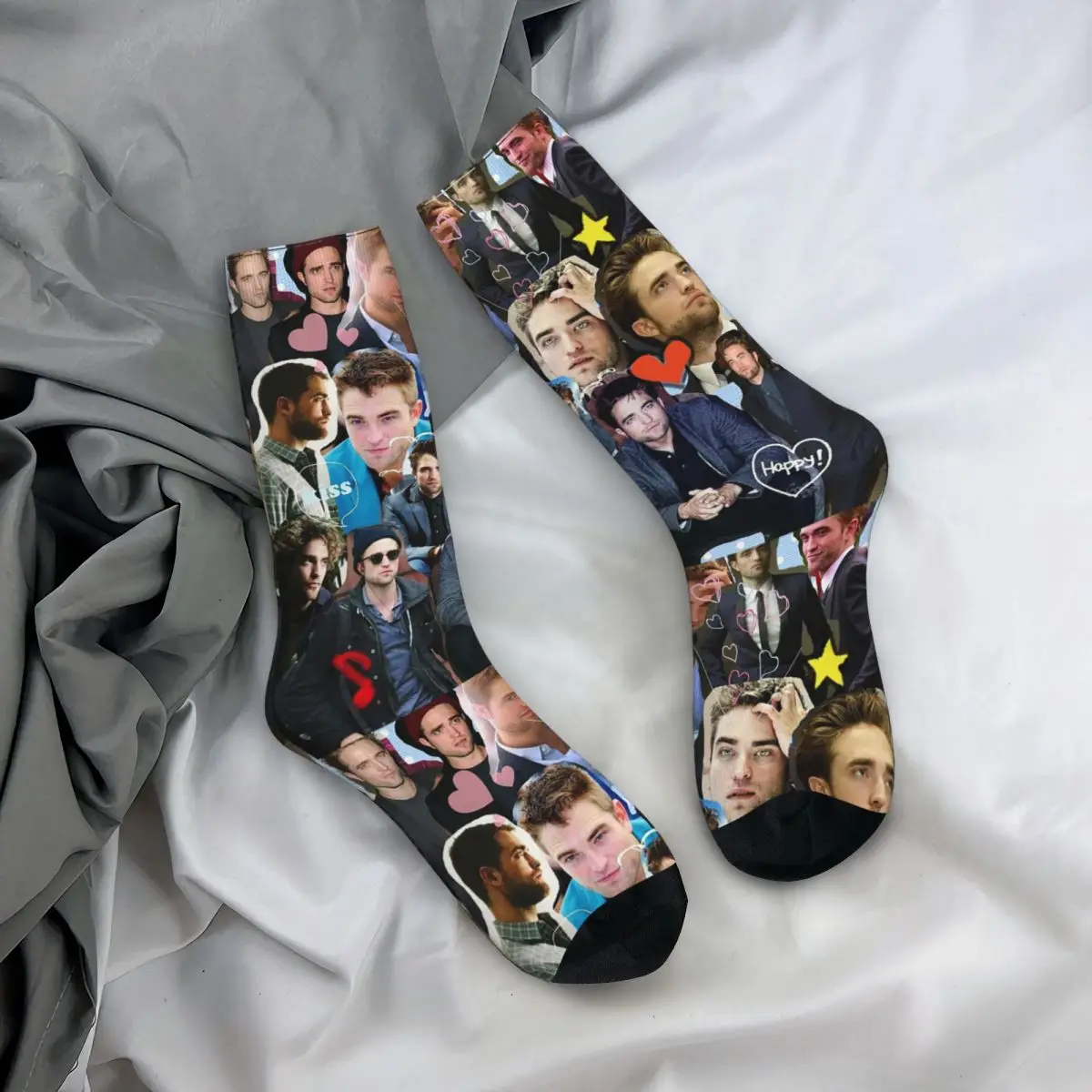 Winter Warm Crazy Design Women Men Robert Pattinson Collage Socks The Twilight Saga Movie Sweat Absorbing Basketball Socks