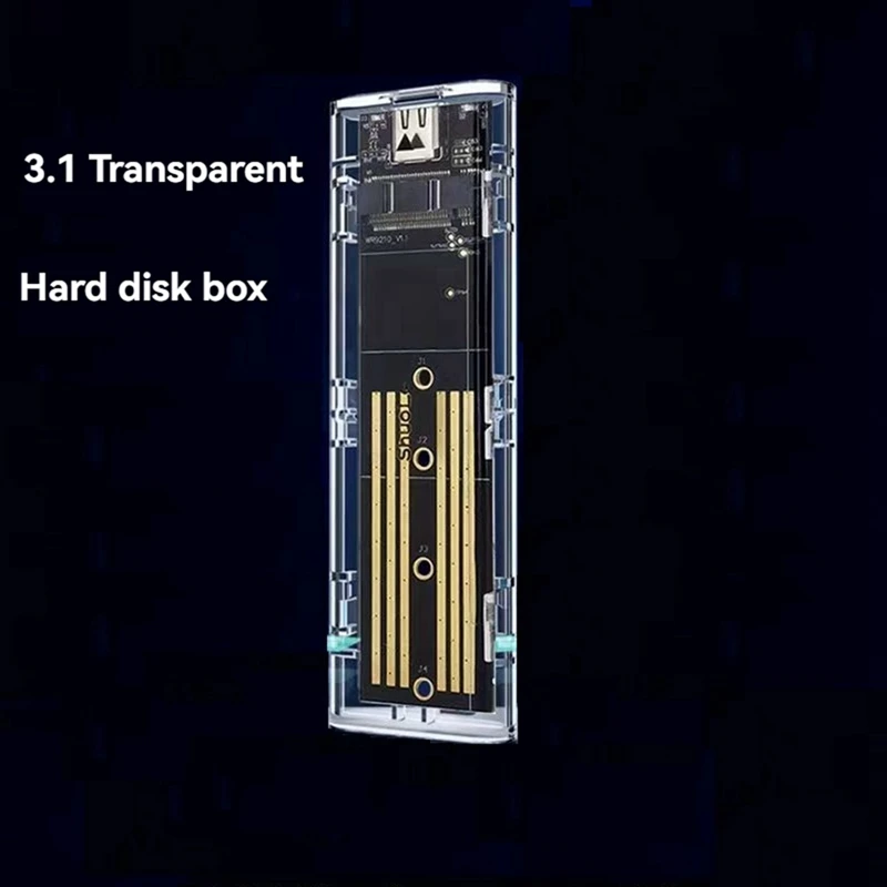 PC용 M2 SSD 케이스, M.2 NVME SSD 인클로저, 휴대용 USB3.1 C타입 SSD 투명 하드 디스크 케이스, 5Gbps, 2PCs