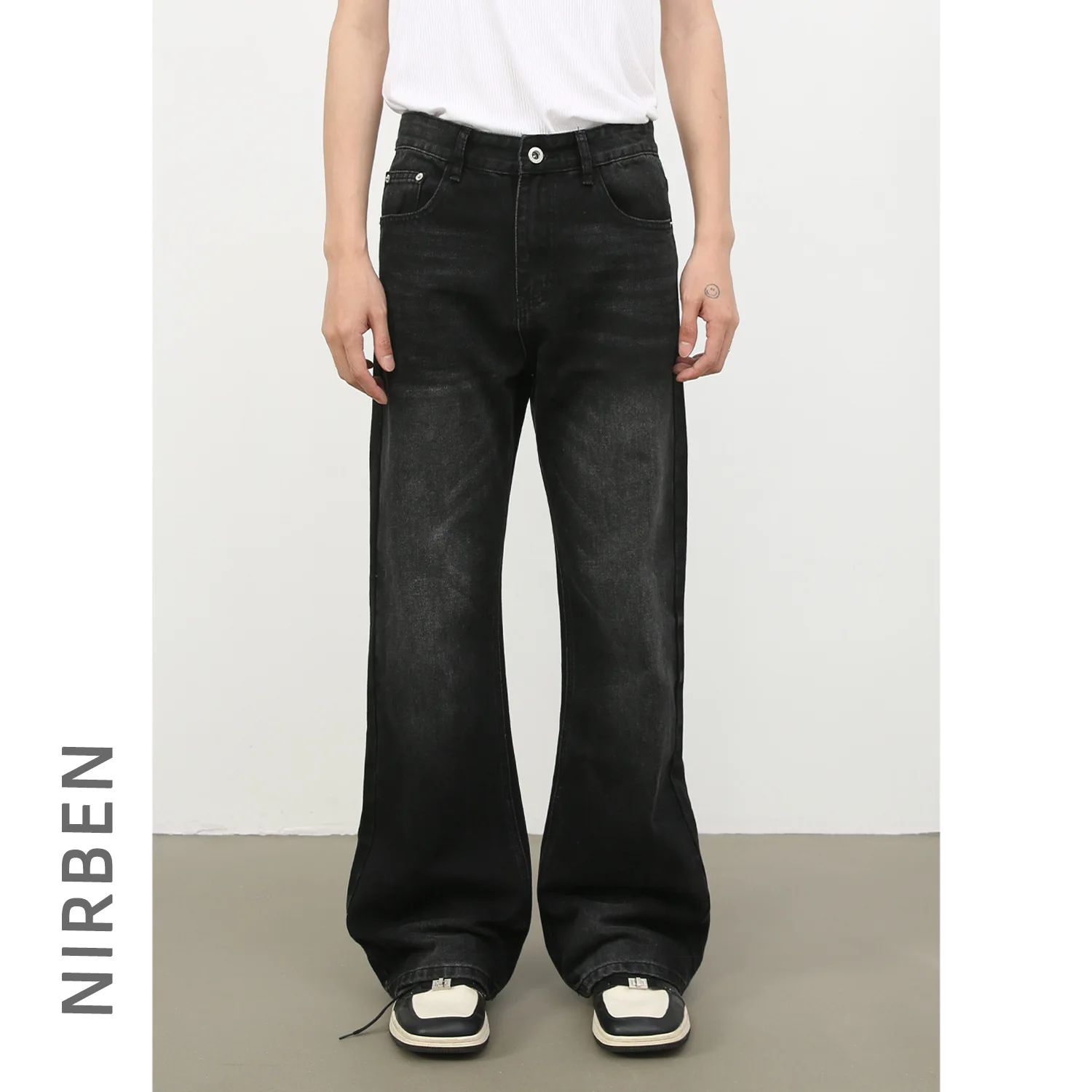 New Denim American High Street Micro-horn Jeans Men's Loose Straight Casual Versatile Trousers Tide