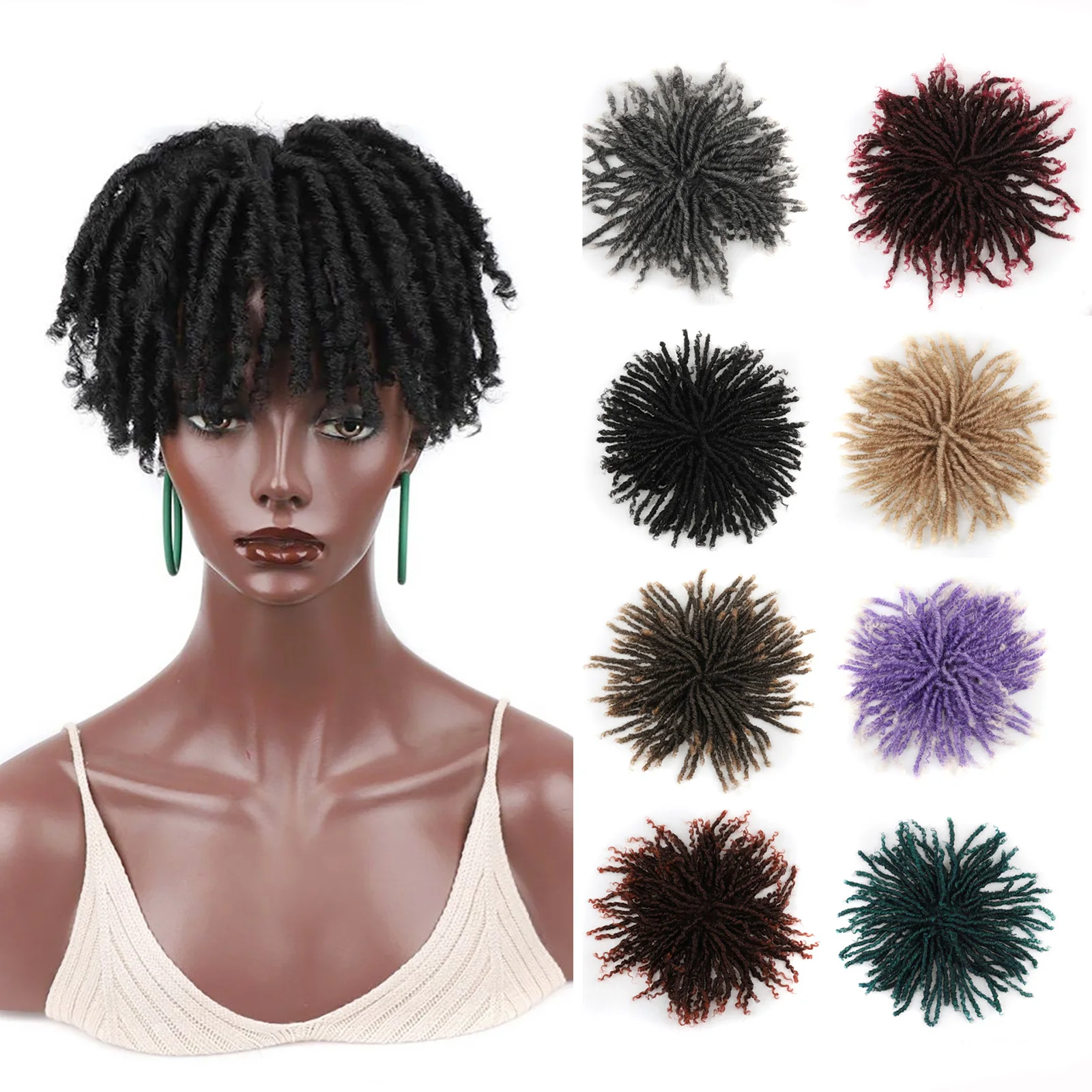 

Hair Toppers Short Toupee Dreads Wig for Women Braided Dreadlocks Hair Half Wigs Toppers Wiglets Hairpieces for Black Women