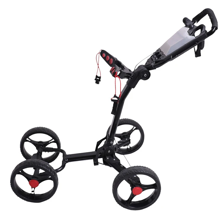 

Hot Selling Aluminum Alloy Lightweight Golf Push Pull Cart 4 Wheels Push Golf Trolley With Brake