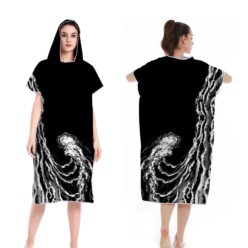 تصفح المعطف منشفة ستوكات تصفح المعطف مقنعين تغيير روب استحمام سريعة الجافة بركة السباحة منشفة الشاطئ مع غطاء محرك السيارة بذلة