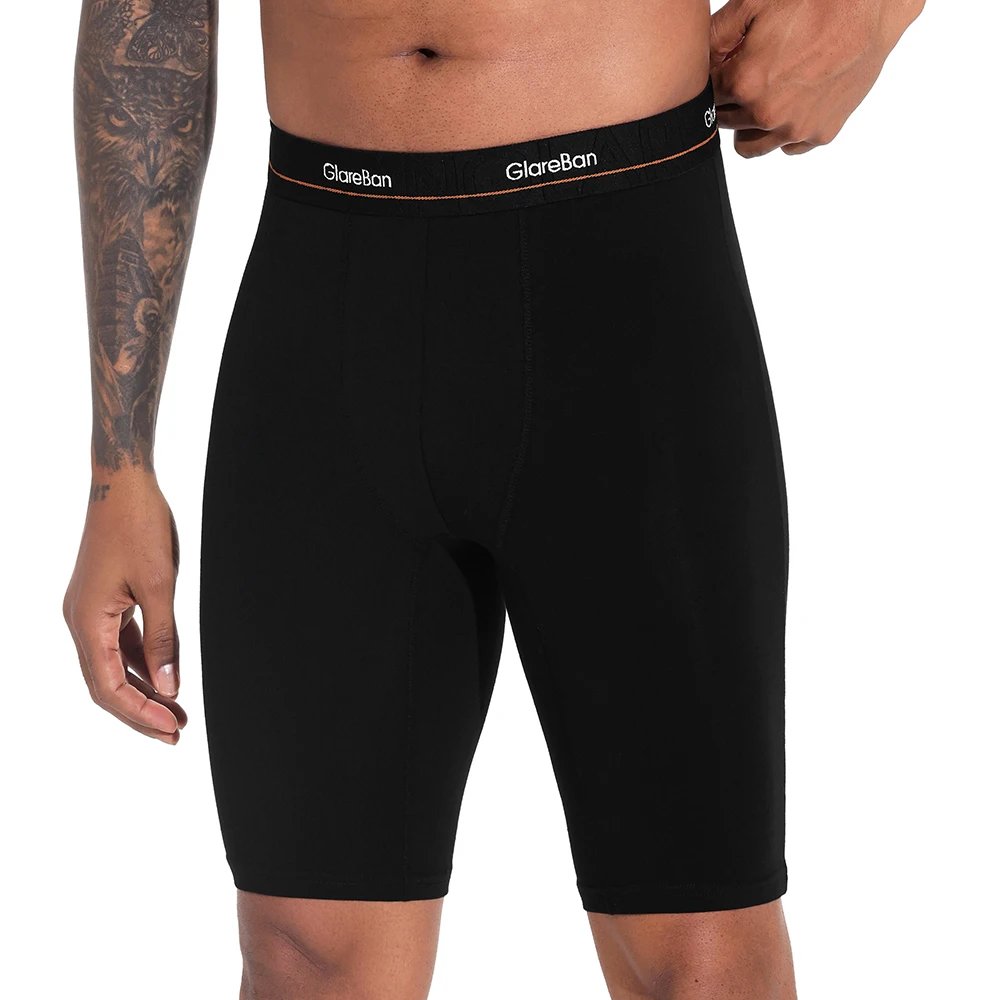 2 unidades de calzoncillos tipo bóxer de algodón negro para hombre, de tejido suave, con pernera larga, diseño clásico, ropa interior masculina de alta calidad, calzoncillos cómodos.