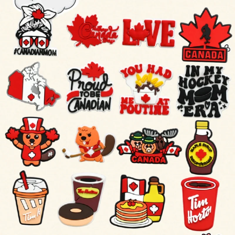 

16-piece Canadian small series PVC shoe decorations, children's hole shoes accessories, decorative buckles gift cartoon shoe acc