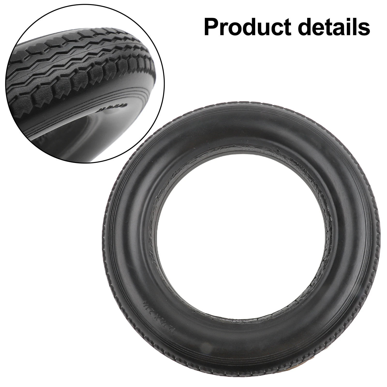 Solid 12 Inch Tire for Bicycle with Wear Resistant Rubber Fits 12 1/2x1.5 1.75 1.95 (40-203) Wheel Sizes Stable Tread Geometry