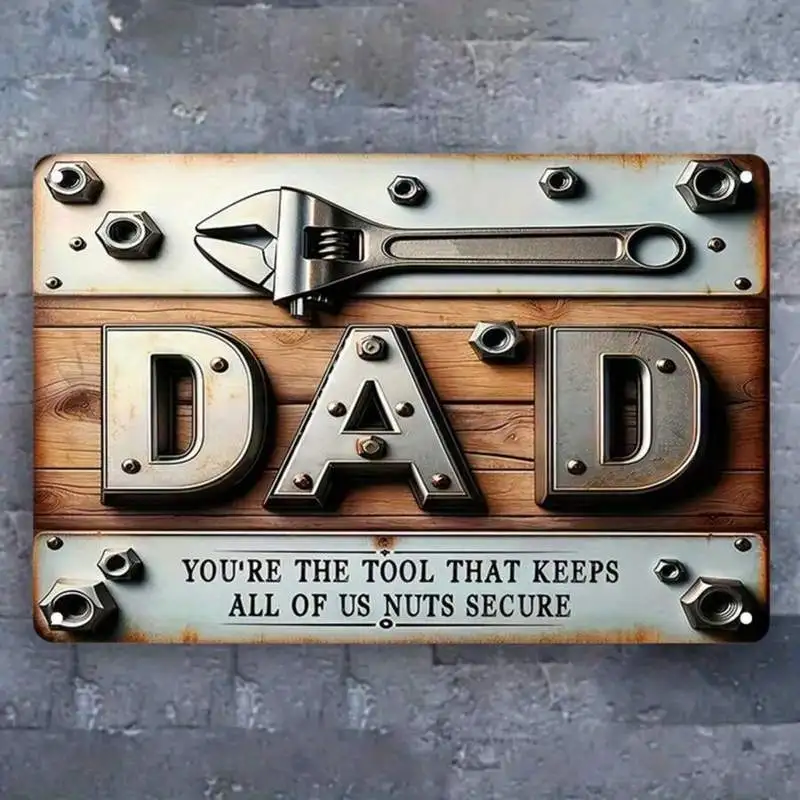 1PC 2D Vintage Tin Sign, Dad's Workshop, Where Everything Gets Done Eventually, Retro Style, Sturdy Metal, Perfect For Home Offi