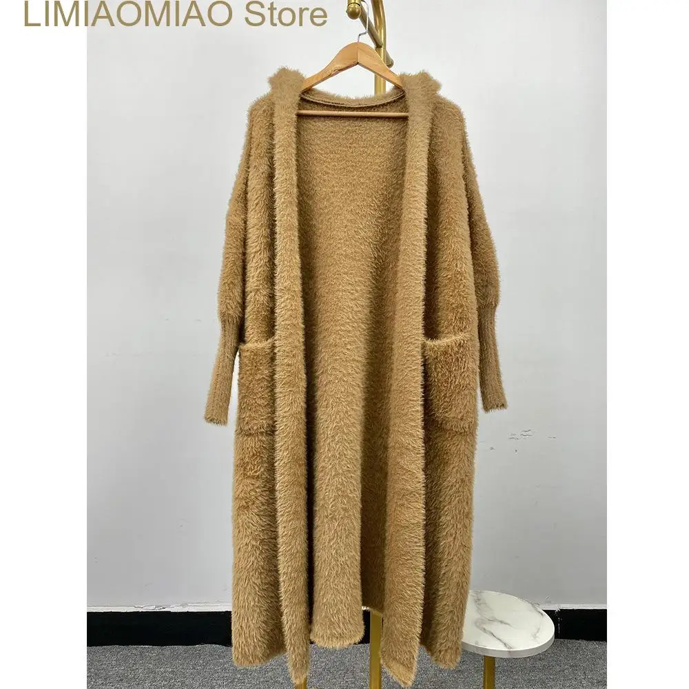 New Fashion Furry Thick Warm Long Faux Mink Fur Jacket Plush warm X-long mink hair coats  casaco feminino