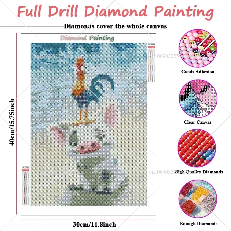 Diamonds Painting Complete Kit To Make 5D Pig And Cock Drawing With Diamonds Cross Stitch Full Rhinestone Pictures Home Decor