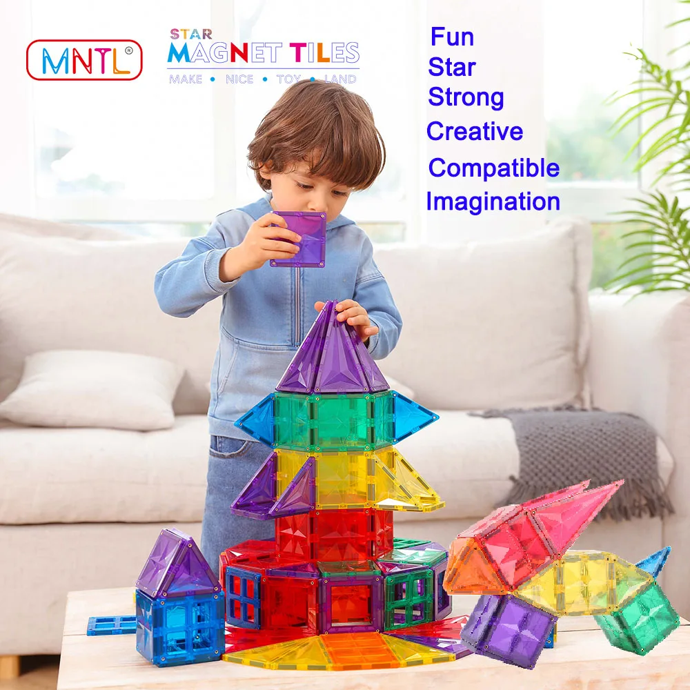 MNTL-juguetes magnéticos educativos para niños pequeños, bloques de construcción de desarrollo STEM, azulejos magnéticos, ladrillos de construcción, regalo para bebés, 36 piezas