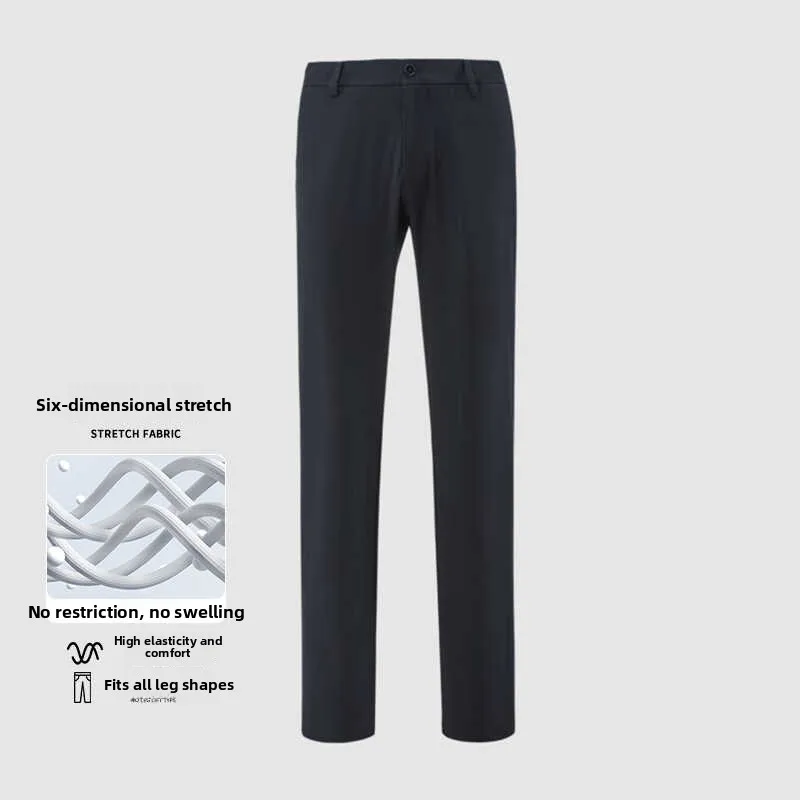 Business Casual Pants Comfortable Six-Dimensional Elastic Smooth Stylish Summer New Year Straight Leg Pants Fashion Urban Youth
