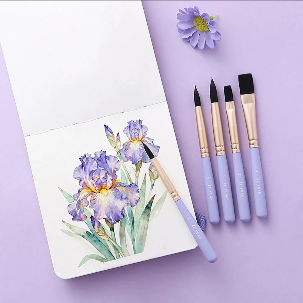 6pcs Little Freshness Mini Nylon Paintbrushes With Pen Box And Extender, Watercolor Gouache Brush for Students Art Painting