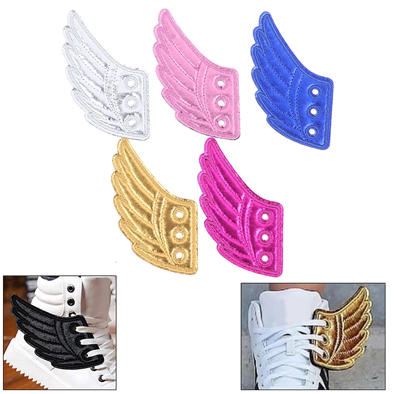 1Pair Colorful PU Bats Glitter Angel Shoe Wings Ornament Show Shoe Accessories Halloween Party Fun Skate Shoes DIY Decorations