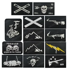 Lucky Global Forward Canoe Embroidered Patch Front Toward Enemy Patches Tacticas Chevron Skeleton Skull Finger Reflective Badges