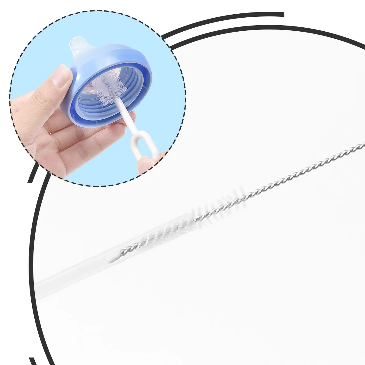 

5Pcs Bottle Cleaning Brush Set Durable Long Handle Sponge Cleaner Baby Feeding Bottle Brush Practical Dirt Removing Cleaner