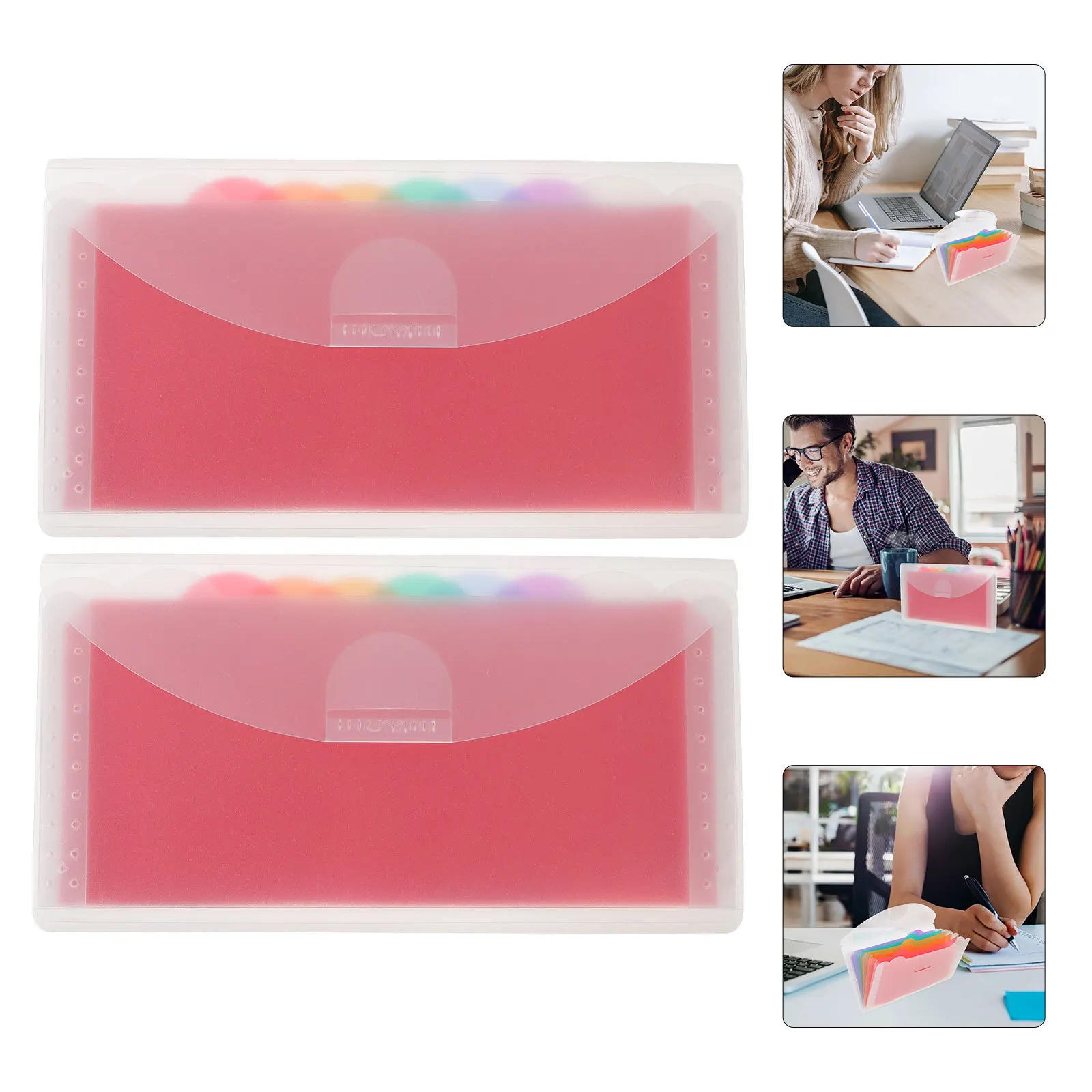 

2Pcs Portable File Organizer Multi-Layer Plastic Accordion Folder for Receipts Bills Statements Compact Office Home School