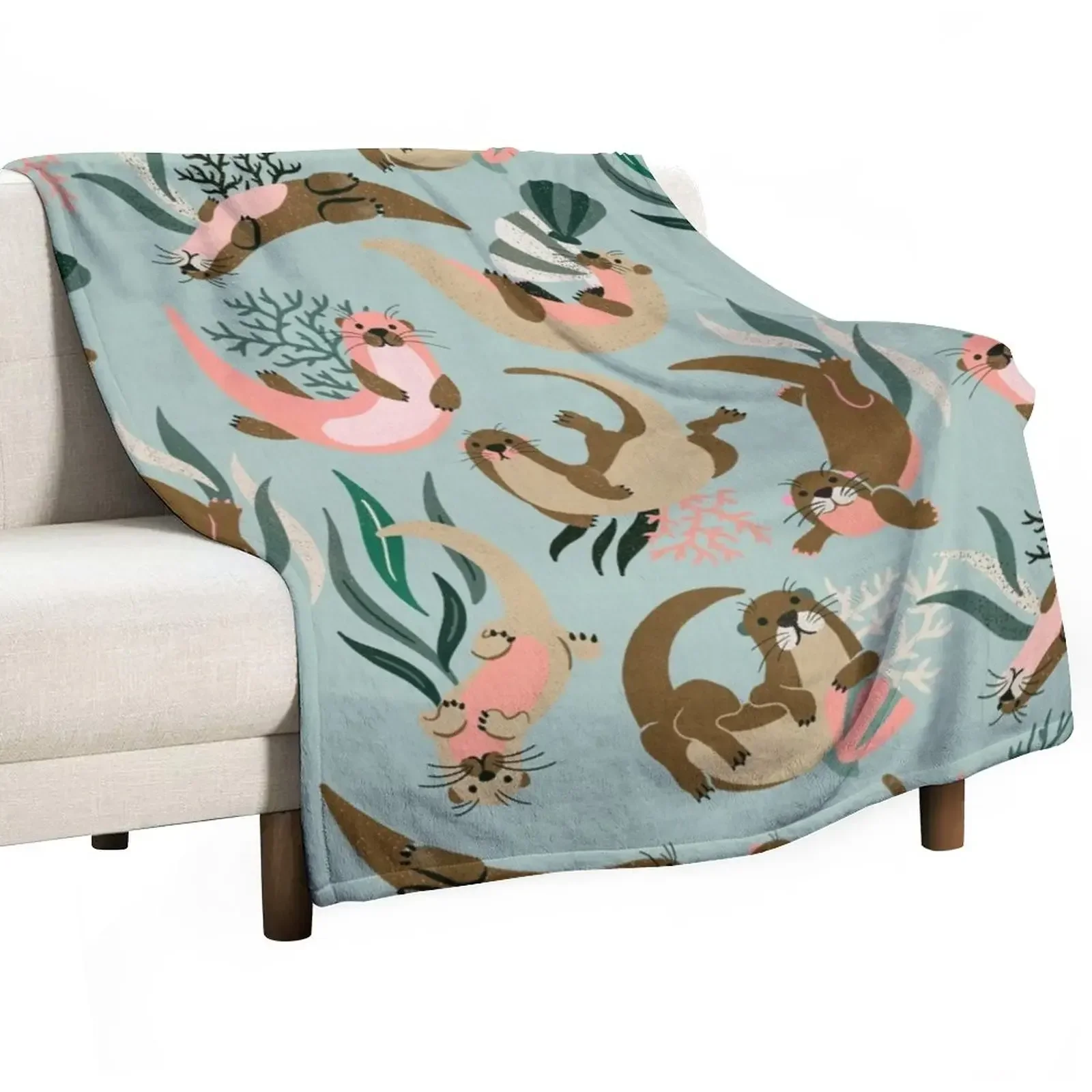 

Otter Collection - Mint Palette Throw Blanket cosplay anime Flannel Nap Blankets