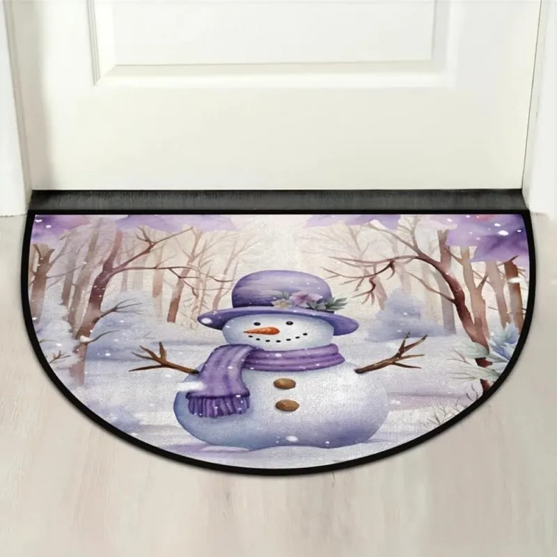 Lovely Christmas Half Round Doormat Gingerbread House Semicircle Carpet For Living Room Bedroom Front Door Welcome Floor Mat New