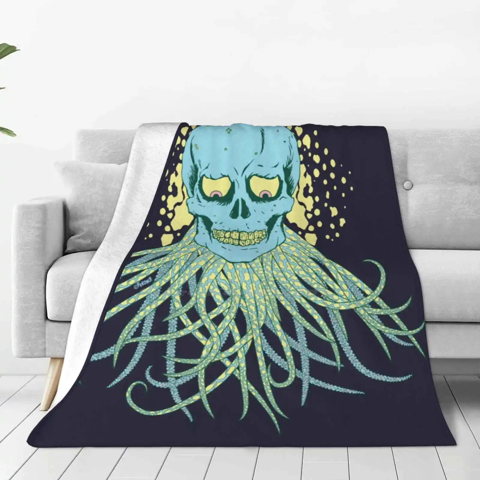 Tentaskull Soft Warm Throw Blanket Grunge Octopus Punk Skeleton Skull Squid Tentacles Tentakel Shokushu T Kotsu