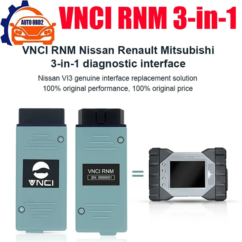 

VNCI RNM 3-in-1 for Nissan/Renault/Mitsubishi Auto Diagnostic Interface 28/32bit Calculate Programming Tool Support DoIP CAN FD