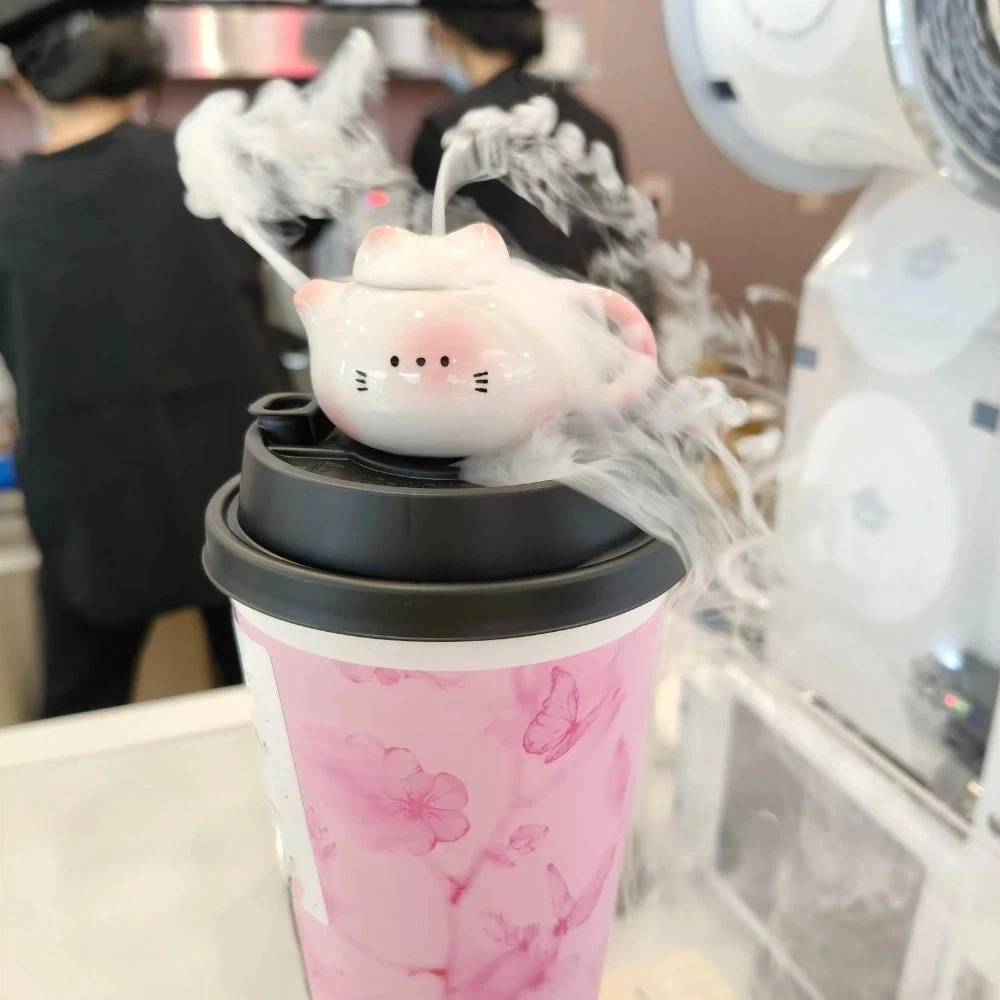 Chinese Style Mini Ceramic Teapot Ornaments Traditional Exquisite Milk Tea Lid Accessories Smooth Ceramic Cat Ear Pot Hotel