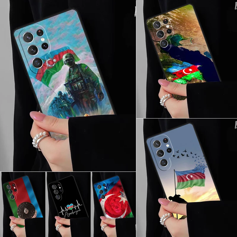 Чехол для телефона с флагом Азербайджану и гербом для Samsung Galaxy S25 S24FE S23 S22 S21FE S20 S10 Plus Ultra Note20 10Pro Cover