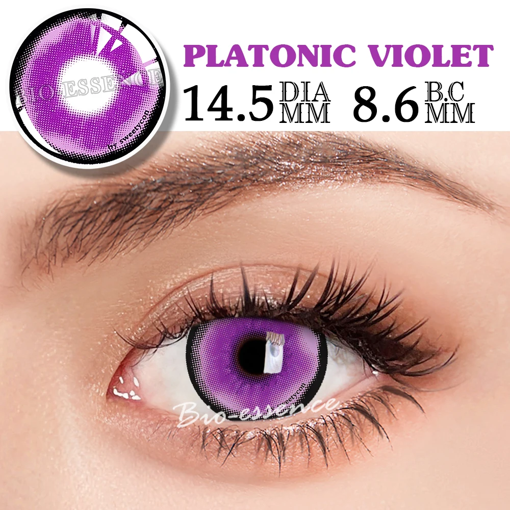 Bio-essence 1 Pair Halloween Cosplay Lenses Colored Contact Lenses for Eyes Anime Accessories Anime Lenses Violet Cosplay Lenses