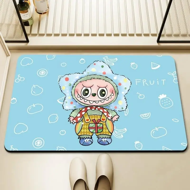 Cartoon LABUBU Cute Home Bathroom Floor Mat Absorbent Anti Slip Wear Resistant Stain Resistant Foot Mat Quick Drying Floor Mat