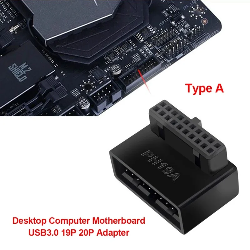 USB 3.0 19P 20P 90 Degree Computer Motherboard Header Adapter Plug-in Converter PC Desktop Mainboard Connector Plugs