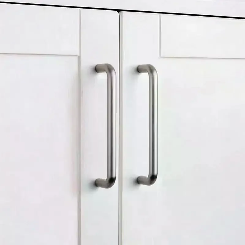 Solid U-Shaped Cabinet Door Handles Bright Silver Brushed Copper Kitchen Cabinet Drawer Wardrobe Door Pulls Furniture