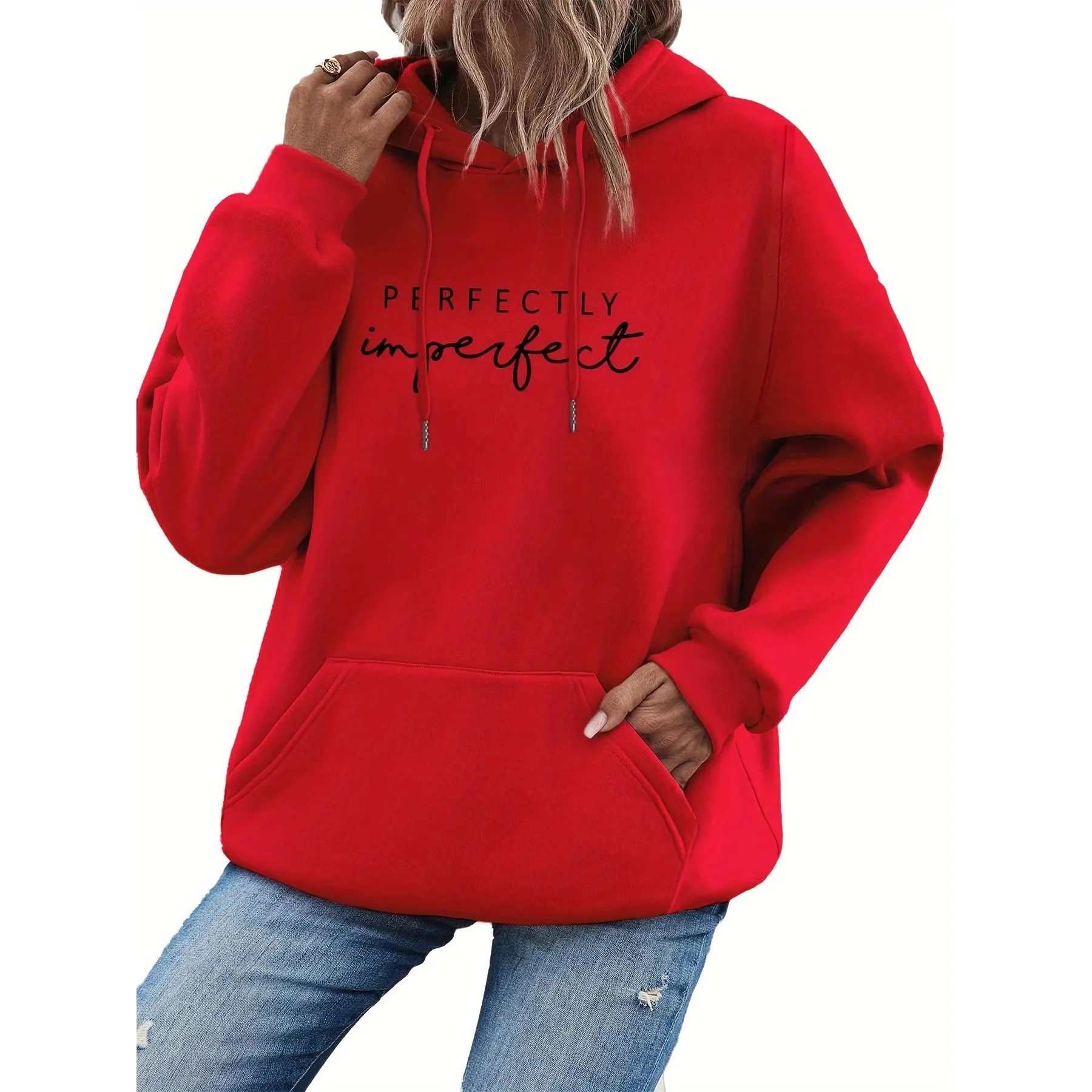 Sweat-shirt à capuche décontracté pour femmes, avec lettres parfaitement imprimées, Ro, confortable, Streetwear pour la saison d'automne