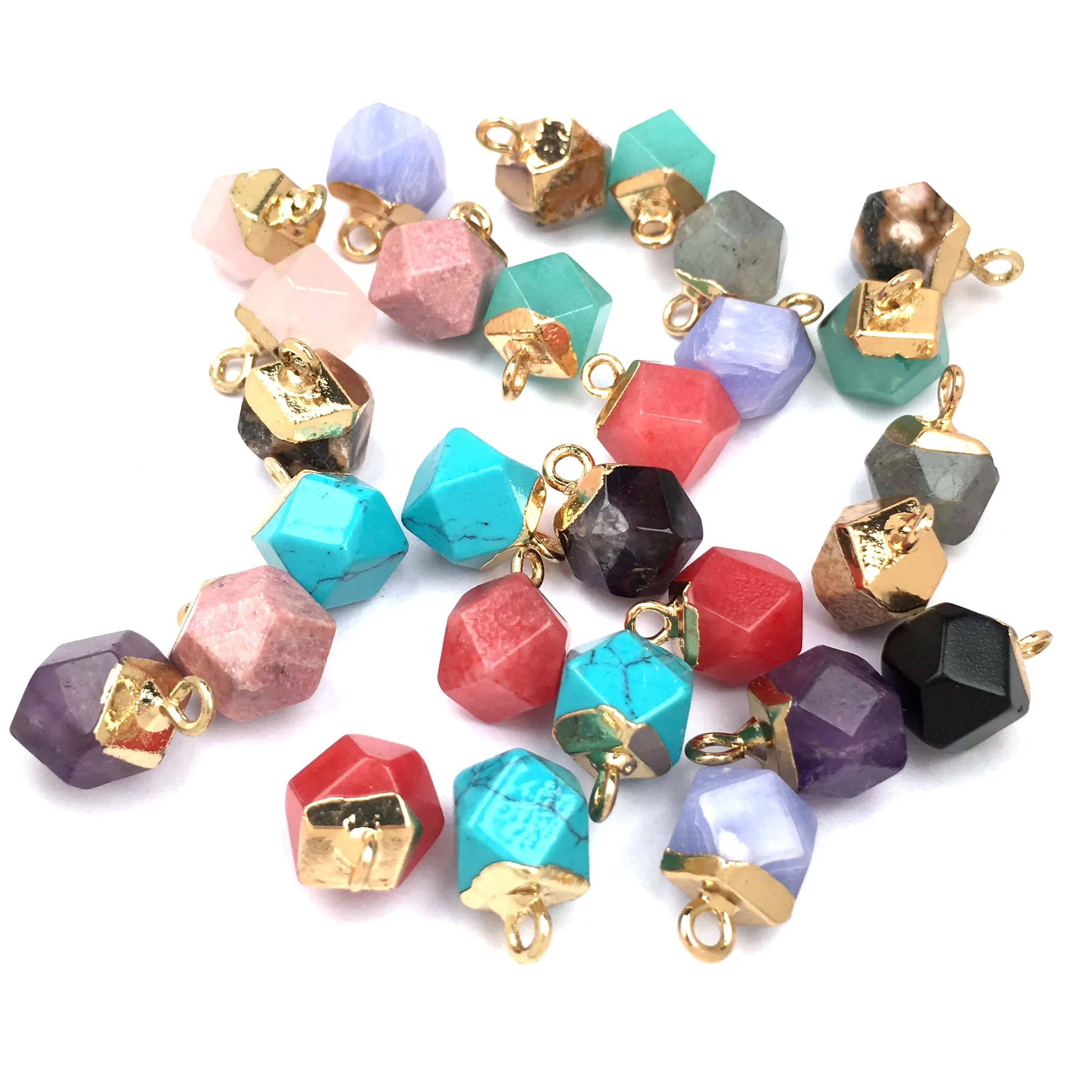 8x12mm Natural Stone Crystal Geometric Shape Pendant Charm for DIY Jewelry Making Fine Necklace Accessories