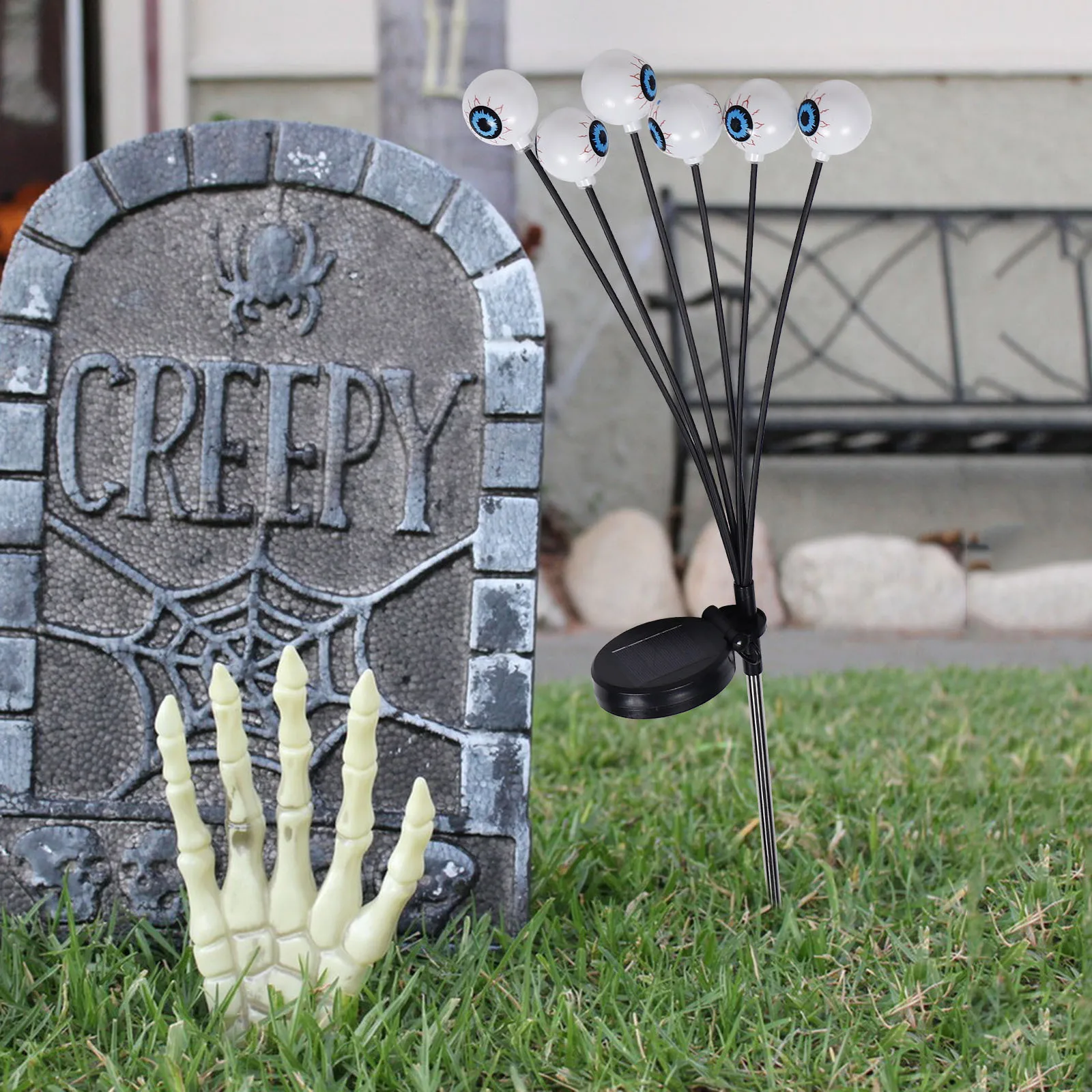 

Solar Eyeball Pathway Outdoor Halloween Decorations Ghost Stake For Yard Garden Party Ip65 Waterproof Swaying Ground