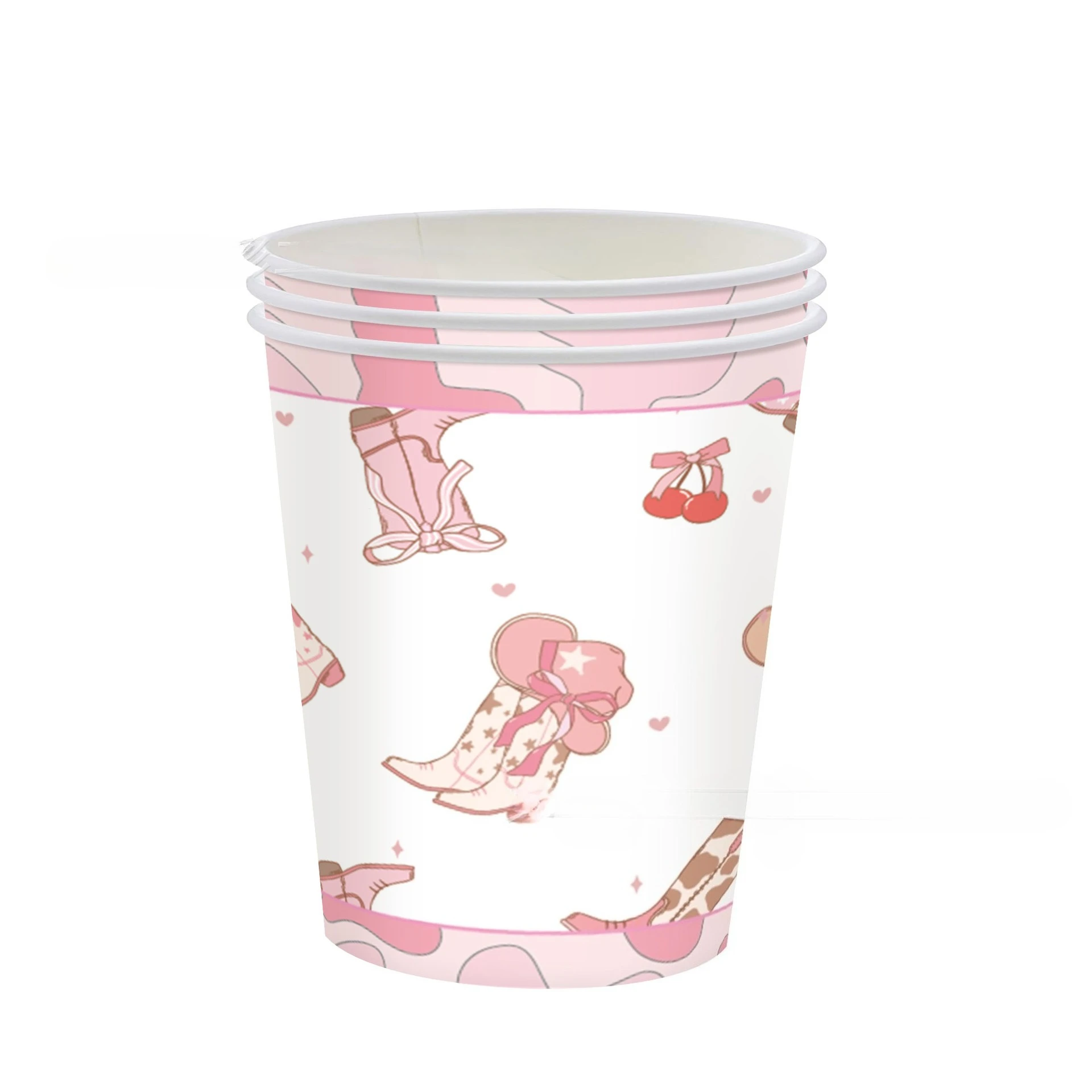 Rosa Cowgirl Prinzessin Geburtstagsdekoration Elegantes Einweg-Geschirr Teller Becher Ballons Babyparty Mädchen Partyzubehör – Detail 9