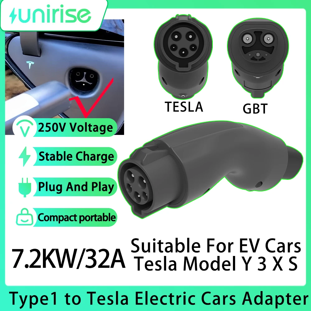 

Разъем для зарядки электромобиля, 32 А, конвертер типа 1 в Tesla NACS, адаптер 7,2 кВт для Tesla Model Y 3 X S