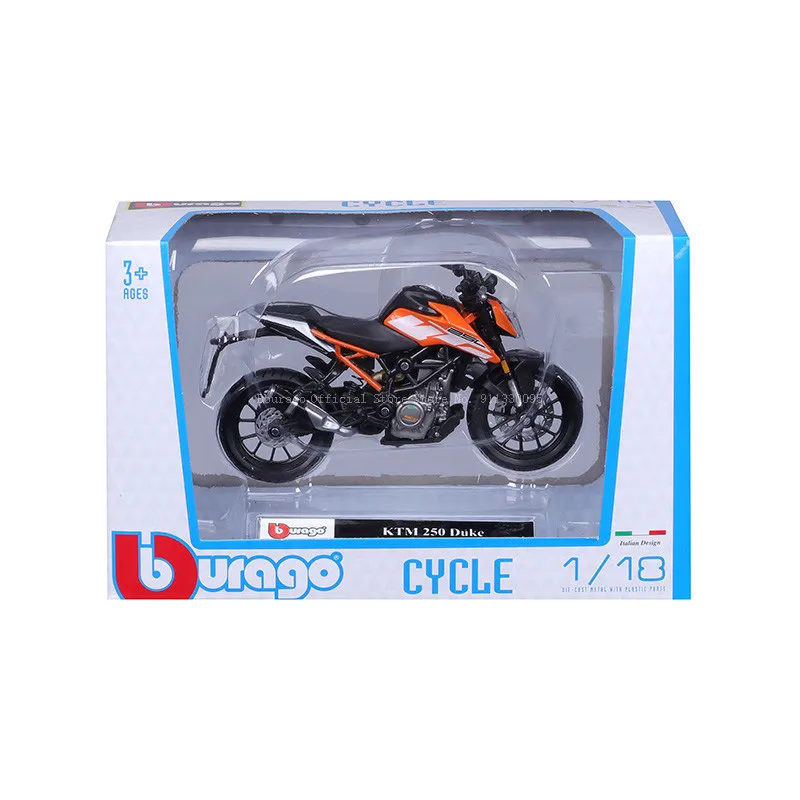 Bburago-modelo de motocicleta de aleación de juguete KTM 250, escala 1:18, coche autorizado Duke, colección de regalo