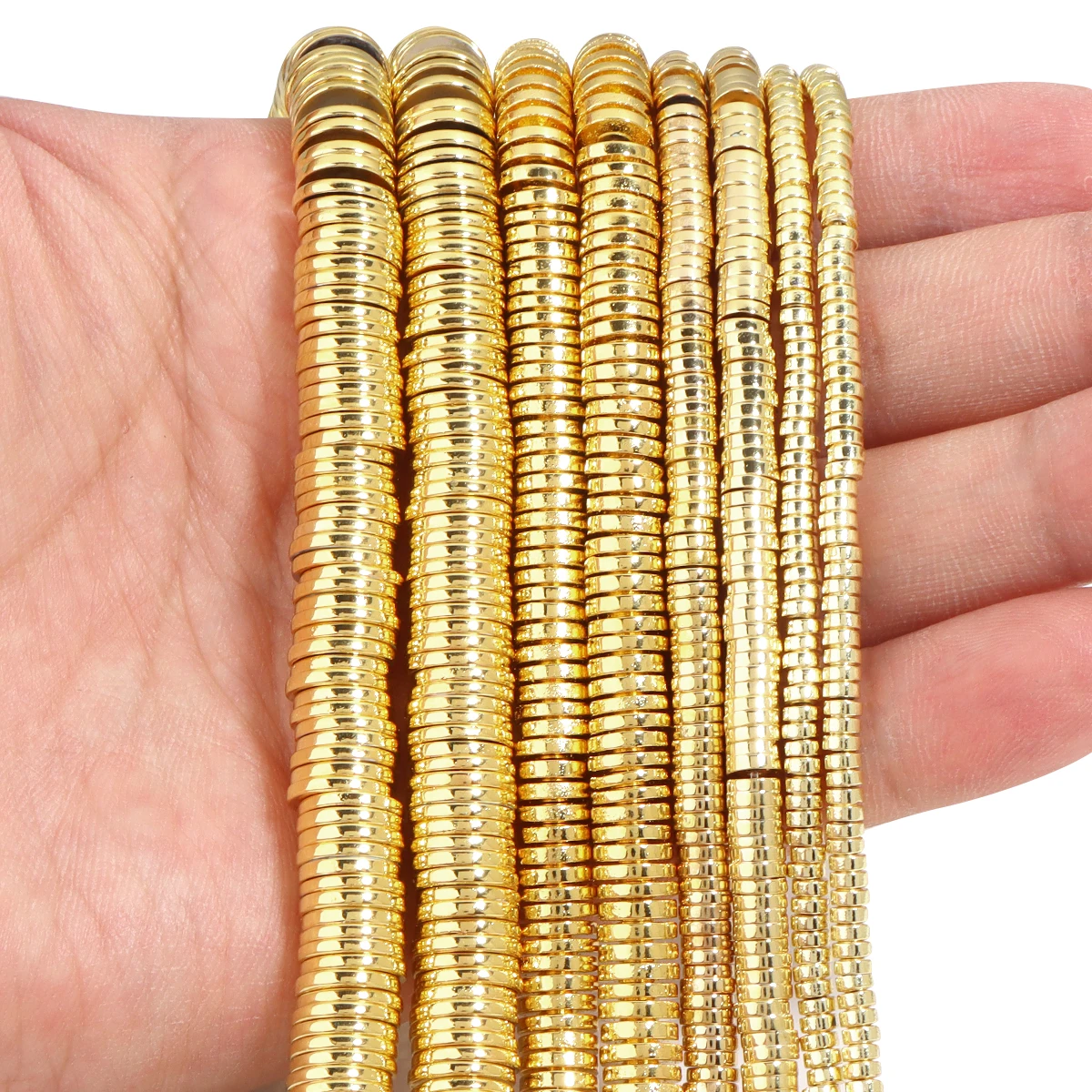 240-300 Stück/Set 3 4 6 8 10mm Flache Runde Hämatit Naturstein Zwischenperlen Scheibenperlen Lose Perlen DIY Armband Schmuckherstellung Zubehör – Detail 6