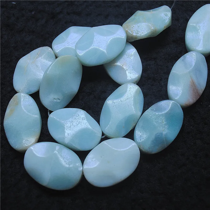 14PCS 20X30MM Natural Amazonite Stone Loose Beads Twist Shape DIY Jewelry Finding Good For Your Wearring