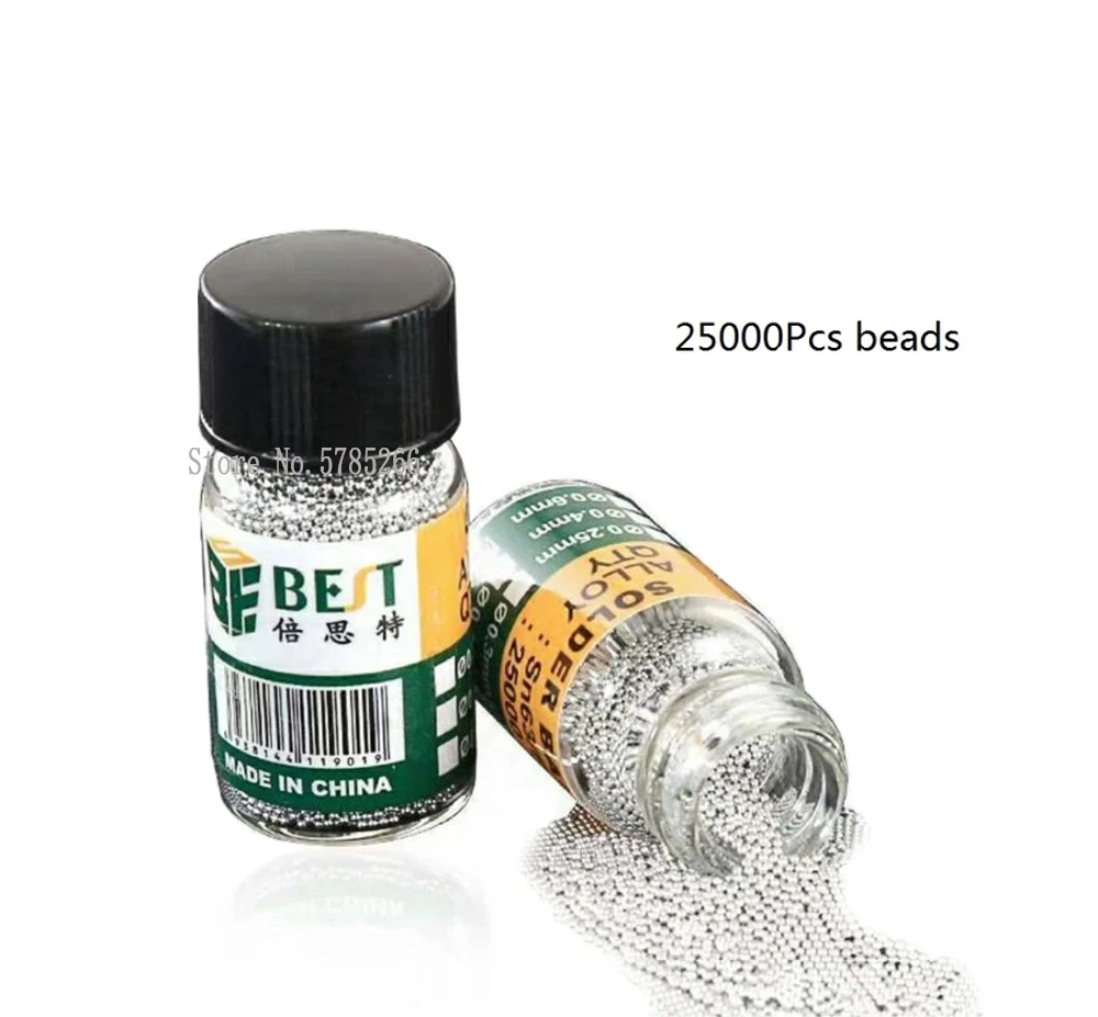 BEST BGA With Lead Tin Beads 0.2-0.76mm Small Bottle Tin Balls Sn63/Pb37 25000 Pills/bottle Chip Soldering Tin Particles