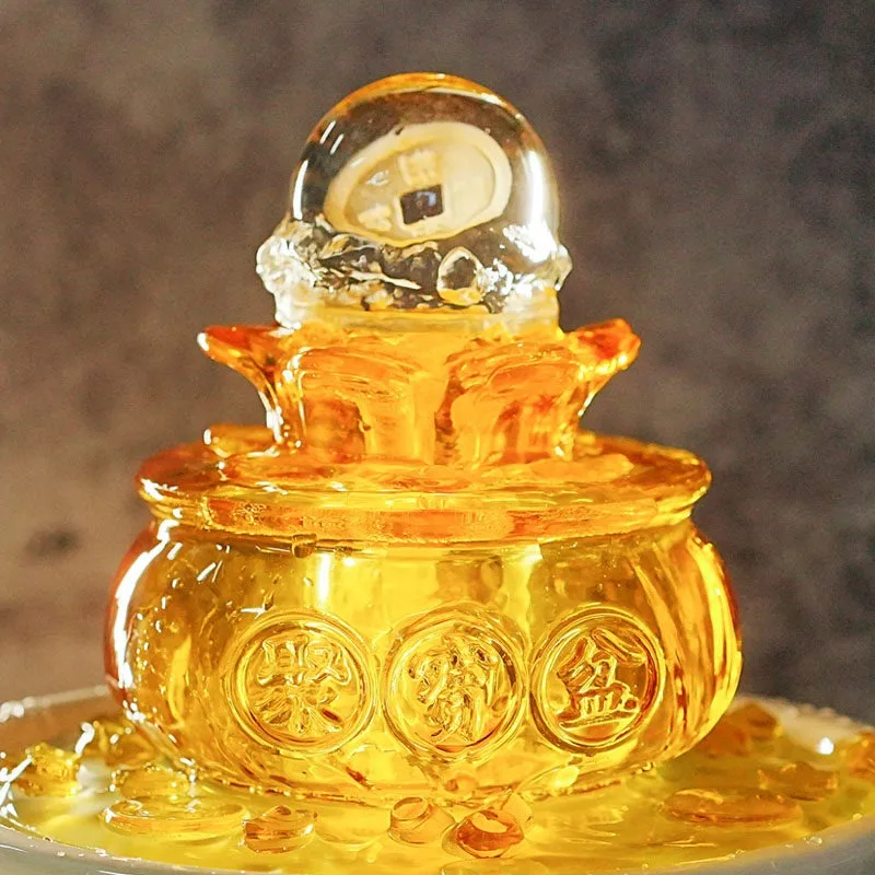 

Compact Water Wheel Fountain Feng Shui Wealth Attracting Home Decor Office Desk Wealth Ornament Home Decoration Figurines Crafts
