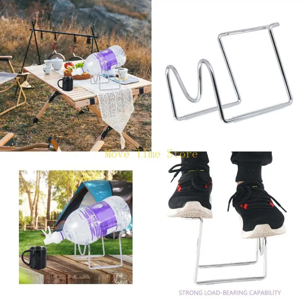92ME Camping Water Bucket Stand Stainless Steel Construction Nonslip Surfaces 20kg Weight Capacity for Outdoor Activity