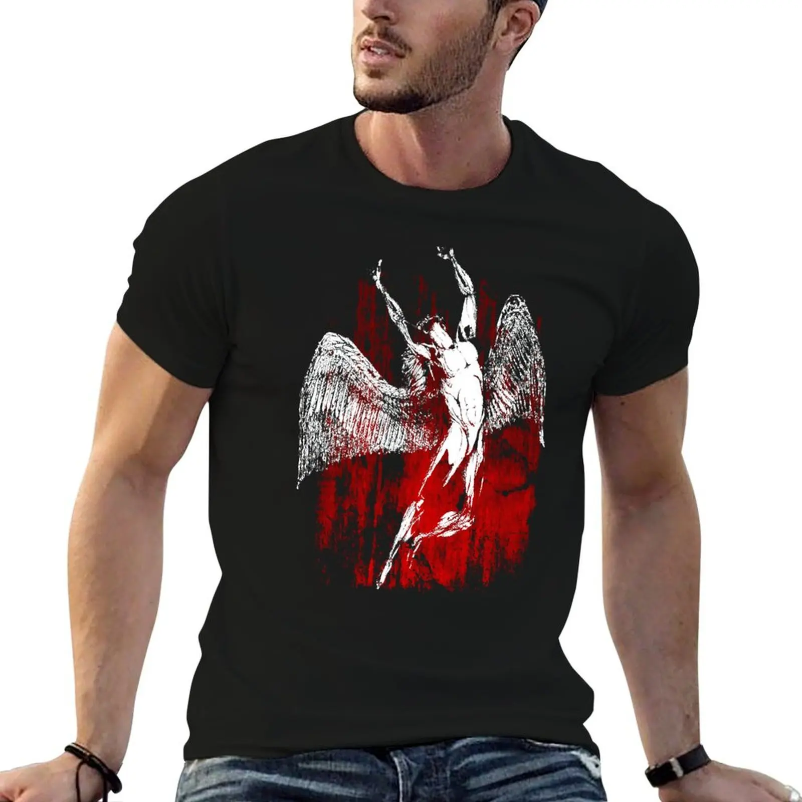 1 bestie Red texture icarus zeppelin tour best 1 trending T-Shirt All Match Print Short Sleeve Top