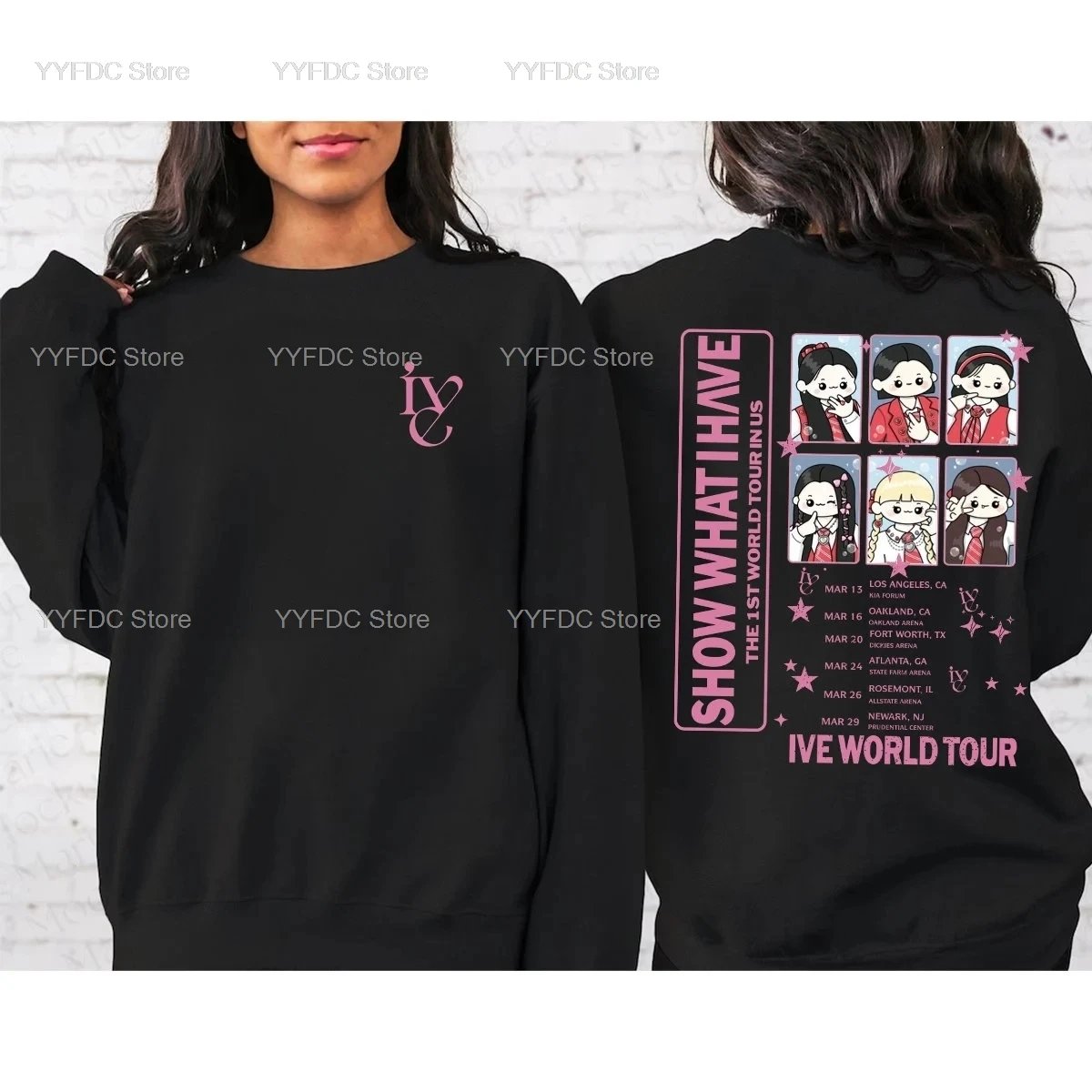 IVE Sweatshirt Yujin Gaeul Wonyoung LIZ Rei Leeseo Cartoon Print Pullovers Women Men Kpop Autumn Winter Long Sleeve Sweatshirts