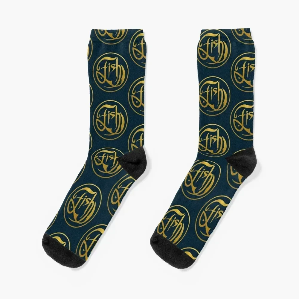 

Fish On Gold Socks Antiskid soccer gifts New year's Socks Man Women's