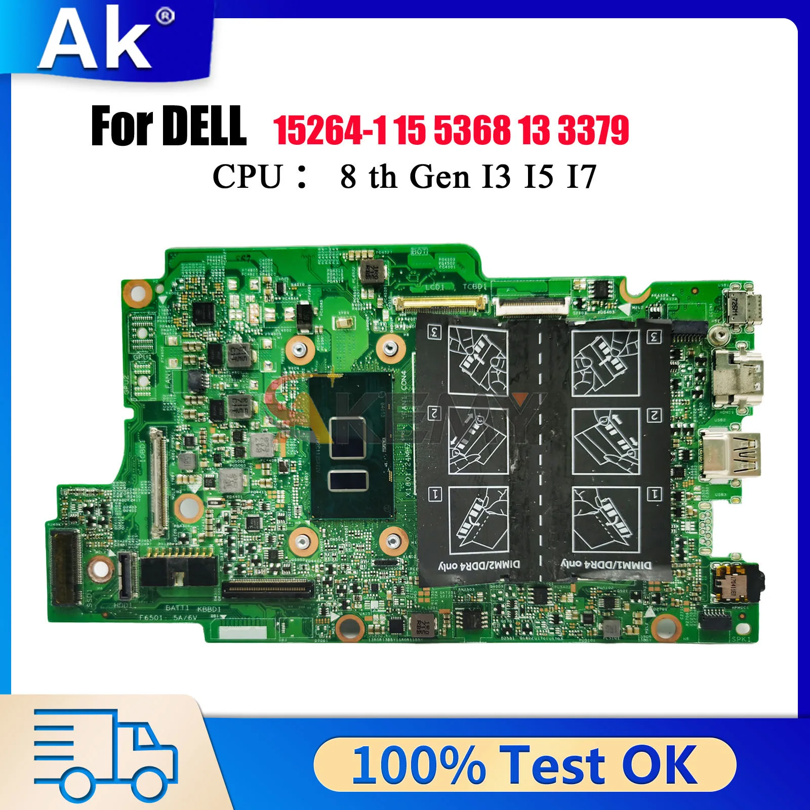 

15264-1 Mainboard For DELL Inspiron 7368 7378 7569 7579 CN-0XDV20 XDV20 0809FW 00M56T 100% Fully Tested